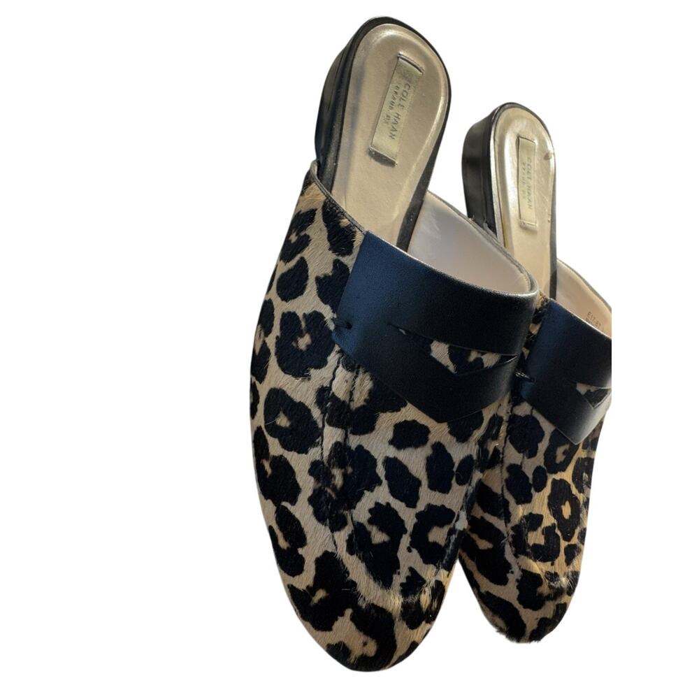 Cole Haan Women's 7.5 Piper Leopard Print Calf Hair Mules Elegant Wedding Guest - Picture 10 of 12